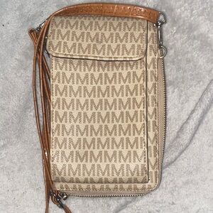 Michael Kors Beige and Brown Monogram Wristlet